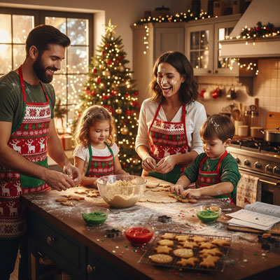 family baking christmas cookies family photo