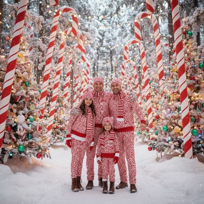 family candy cane wonderland portrait