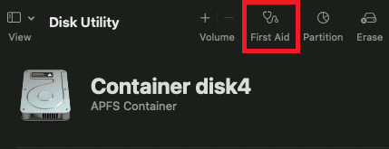 first aid in disk utility