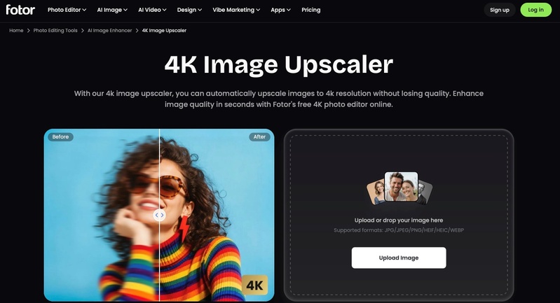 fotor 4k image enhancer
