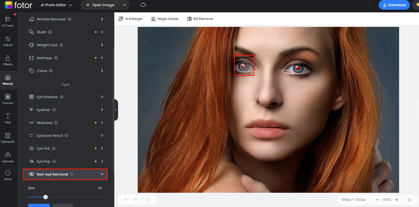 remoción de ojos rojos fotor