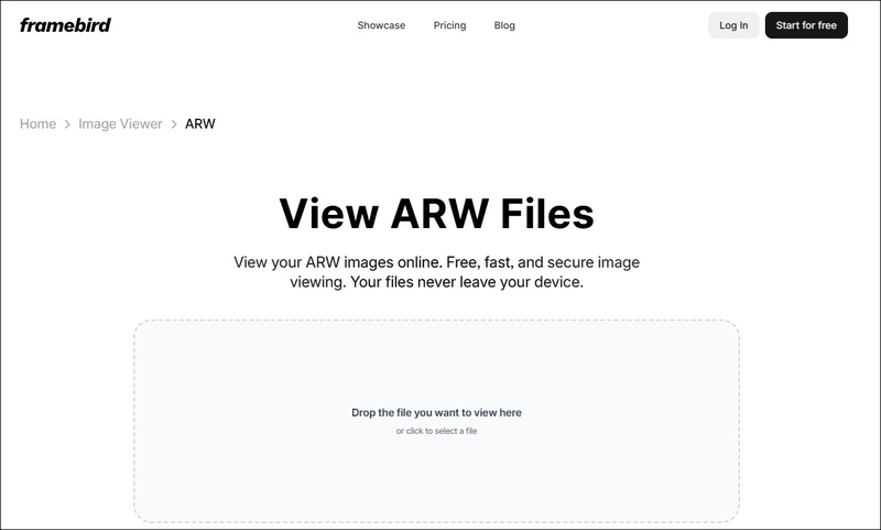 framebird arw image viewer online