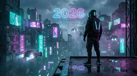 futuristic new year 2026 celebration