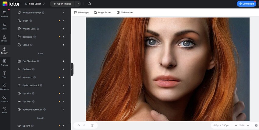 deshacerse de los ojos rojos en las fotos usando el fotor remoción de ojos rojos