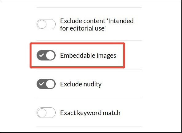 gettyimages embeddable images filter