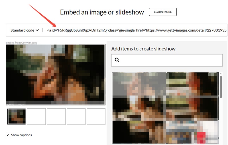 gettyimages generated embed code