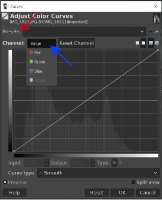 gimp adjust color curves