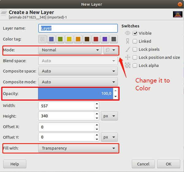 create new layer in gimp for photo colorization