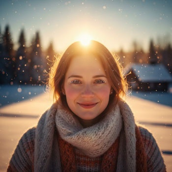 golden hour winter glow snow photo