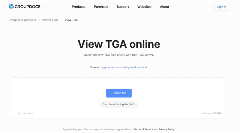 groupdocs tga viewer online