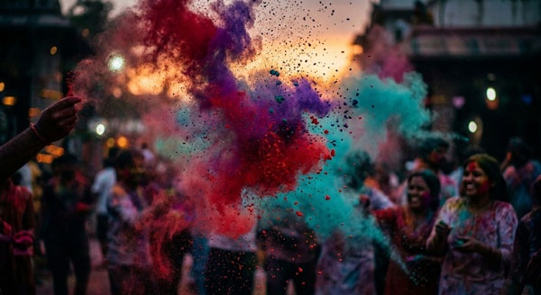 holi slow motion gulal blast effect
