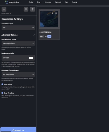 imageresizer convert png to jpg online