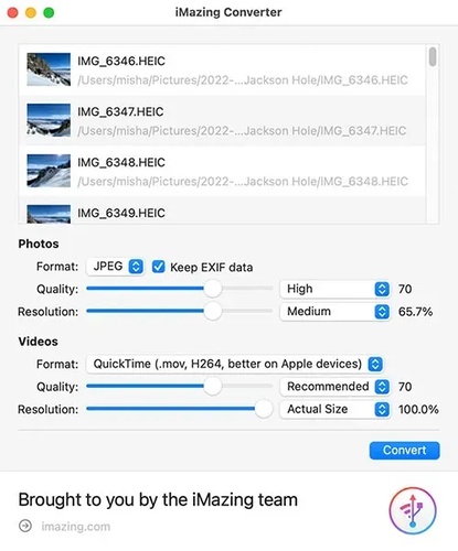 imazing converter start conversion