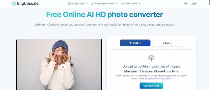 imgupscaler free online ai hd photo converter