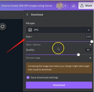 aumentar dpi da imagem no canva