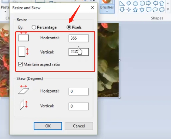 aumentar os pixels da imagem no paint