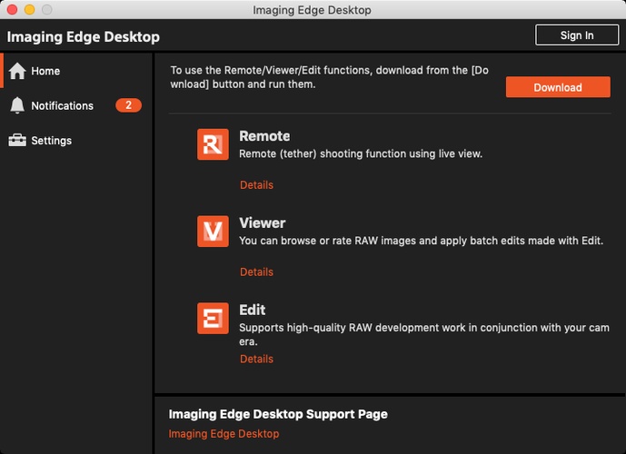 install imaging edge desktop components