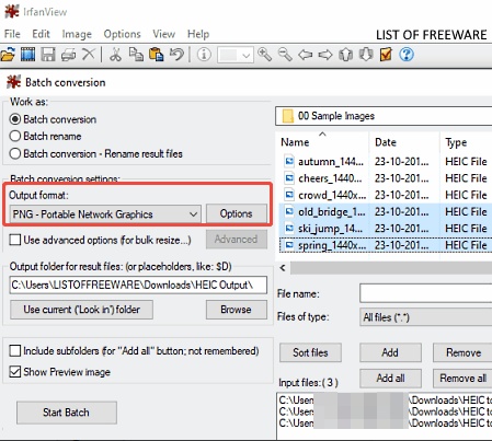 irfanview convert heic to png