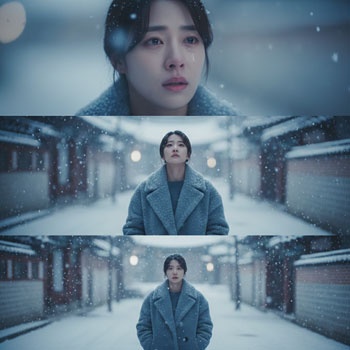 k drama three frame snow triptych photo