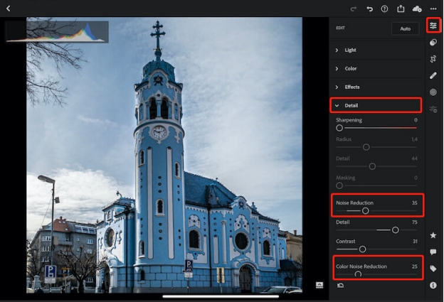 lightroom noise redcution mobile