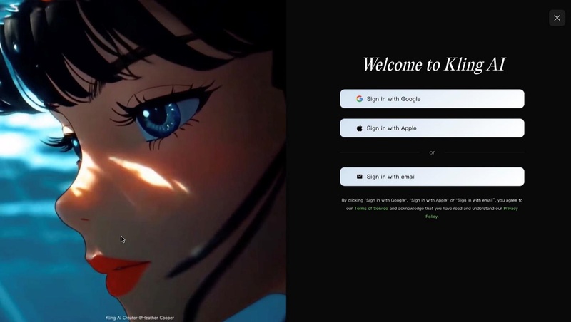 login into kling ai account