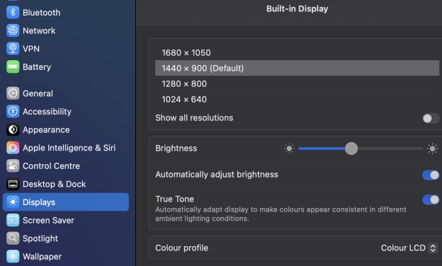 configuración de pantalla mac