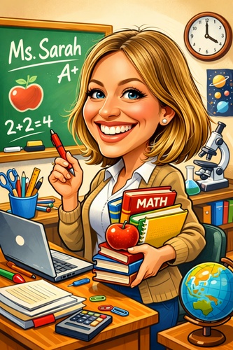 me and my job as teacher caricature