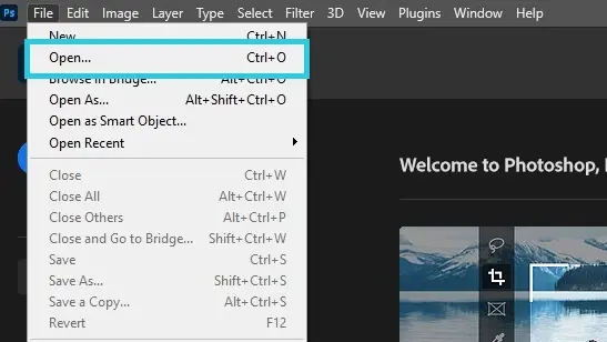 open image in photoshop