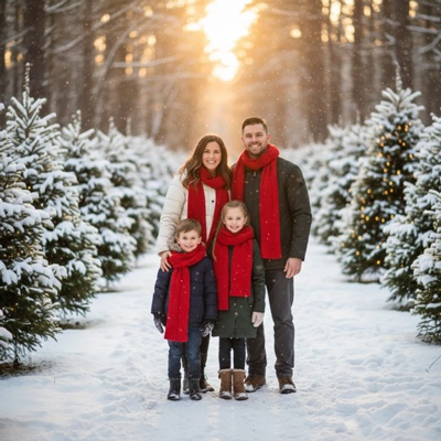 outdoor snow family portrait