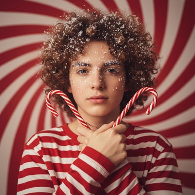 oversized candy cane prop photoshoot
