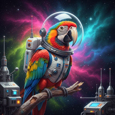 parrot astronaut portrait