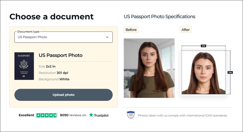 photoaid passport photo size maker