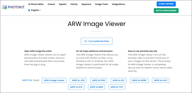 photokit arw image viewer