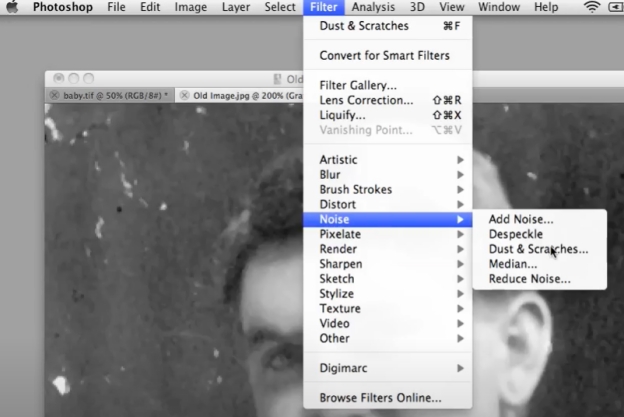 photoshop dust and scratches