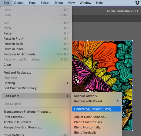 desrecorte y extienda la imagen usando el recolor generativo de Illustrator