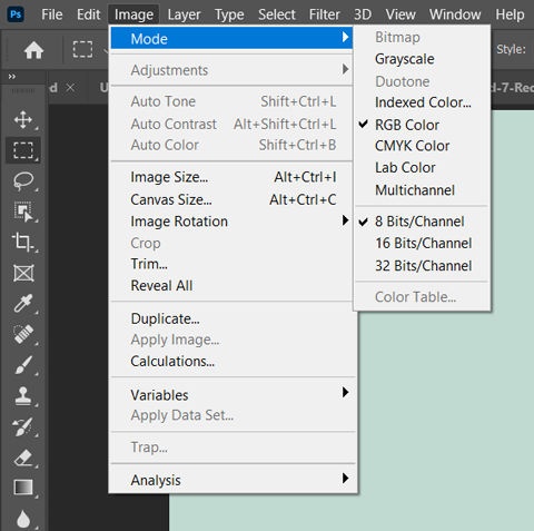 photoshop reduce bit depth 8 bits channel