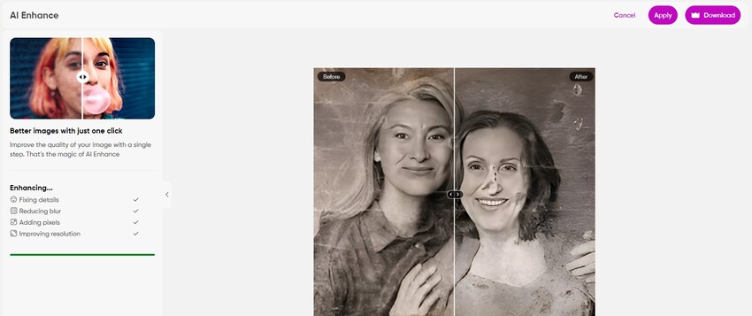 picsart AI enhance restored