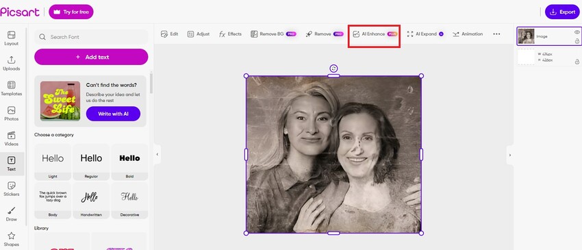 picsart AI enhance