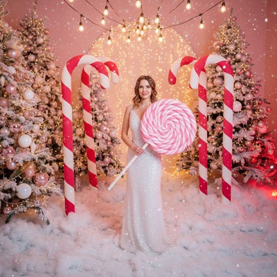 pink peppermint with giant lollipop prop