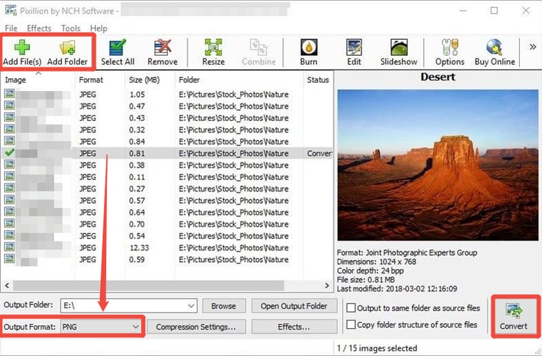pixillion convert bmp to jpg