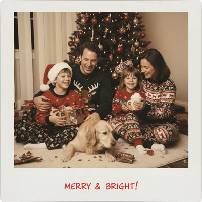 polaroid christmas family photo