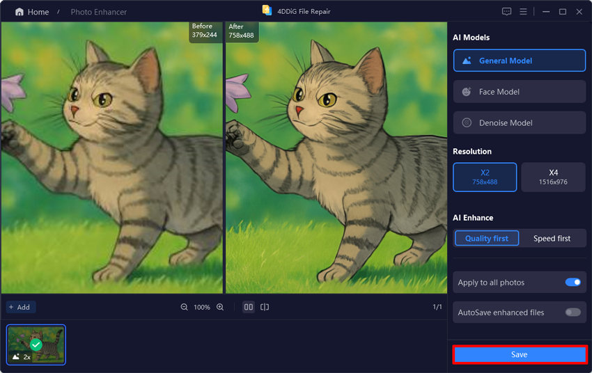 previsualizar y guardar la imagen ghibli mejorada