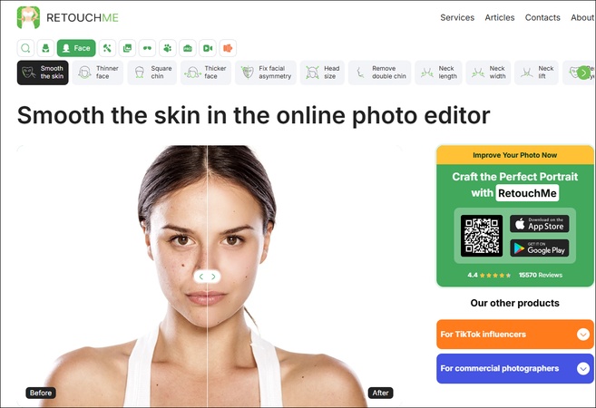 retouchme photo smooth skin editor