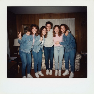 retro group polaroid photo by gemini ai