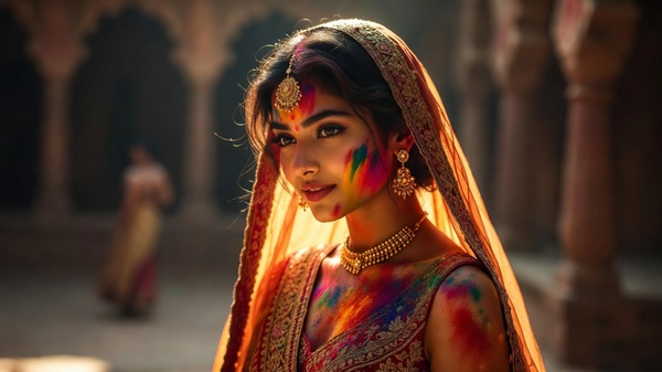 royal traditional lehenga holi portrait