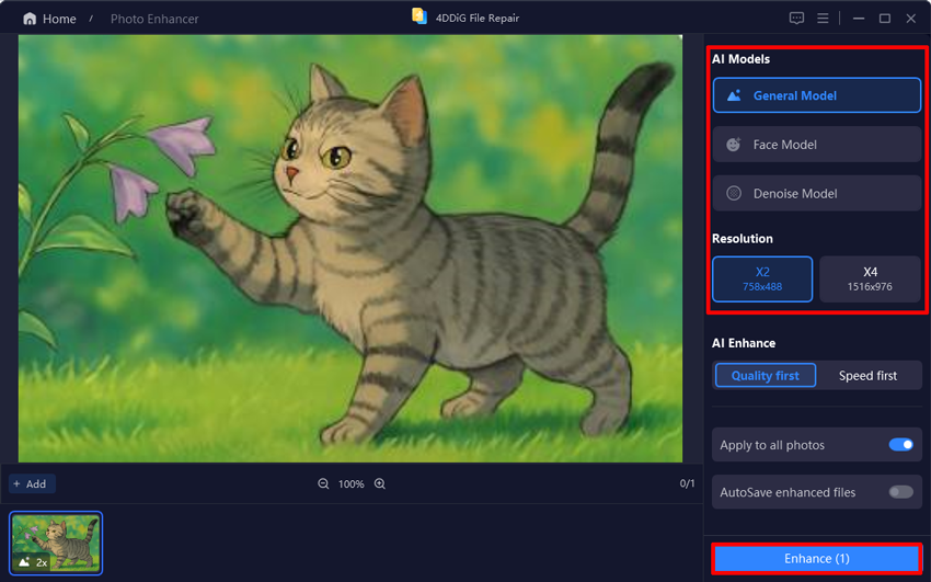 seleccione el modelo AI y ajuste la resolución para la imagen ghibli