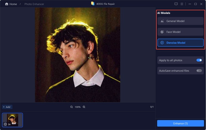 select denoise model for photo noise reduction