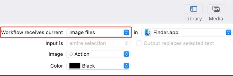 set workflow receives to image files