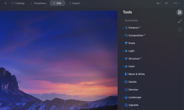 skylum luminar ai essential tools