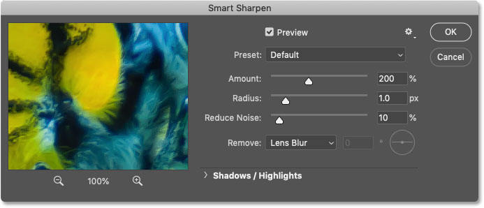 smart sharpen preview